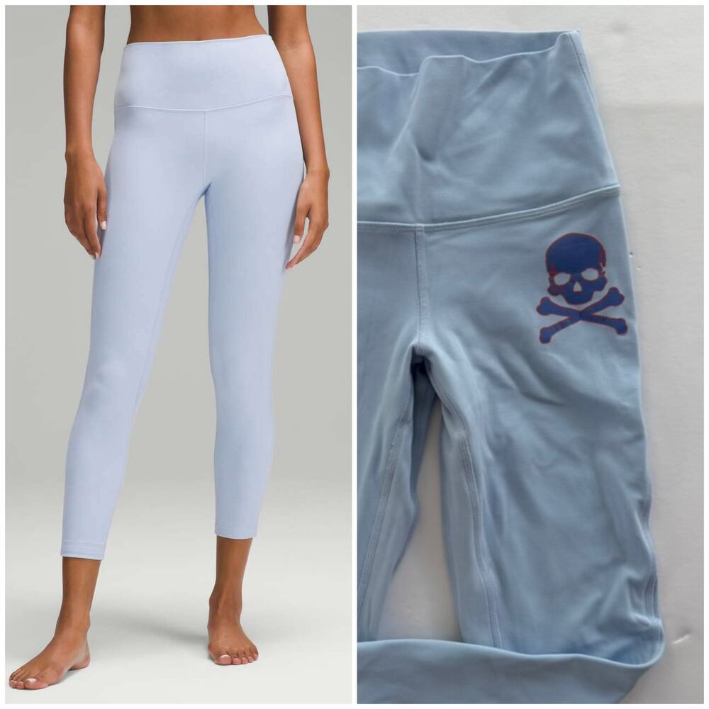 Lululemon Align Pant X Soul Cycle 25" Legging Blue Linen Sz 4 High Rise Yoga Gym
